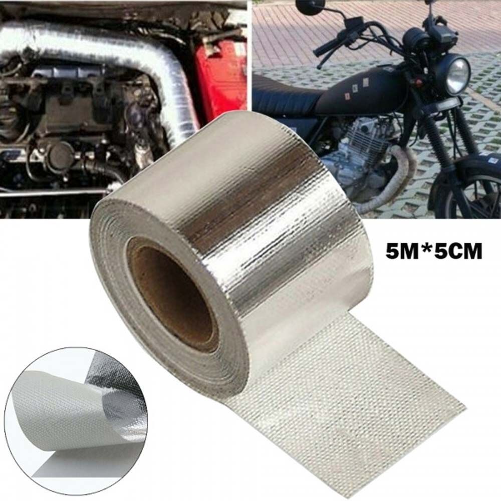 Cuộn băng keo sợi thủy tinh cách nhiệt dài 5m tự dính bảo vệ ống xả xe hơi/xe máy