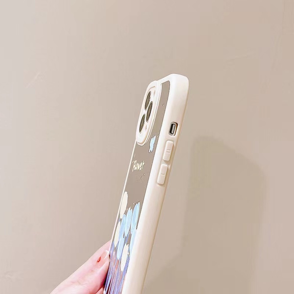 Ốp Điện Thoại TPU Dẻo Gắn Gương Trang Điểm Hình Hoa Tulip Cho IPhone 11 13 12 Pro Max 8 7 Plus X