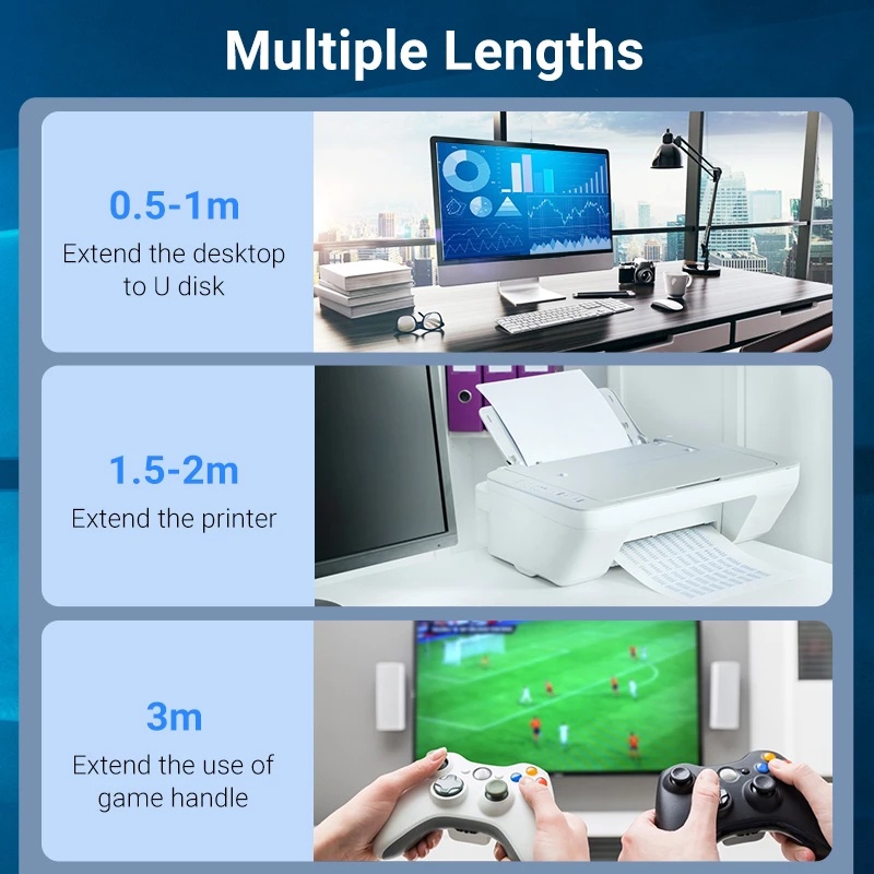 Dây Cáp Mở Rộng Vention USB 3.0 Cho TV SSD Xbox One Laptop USB 2.0