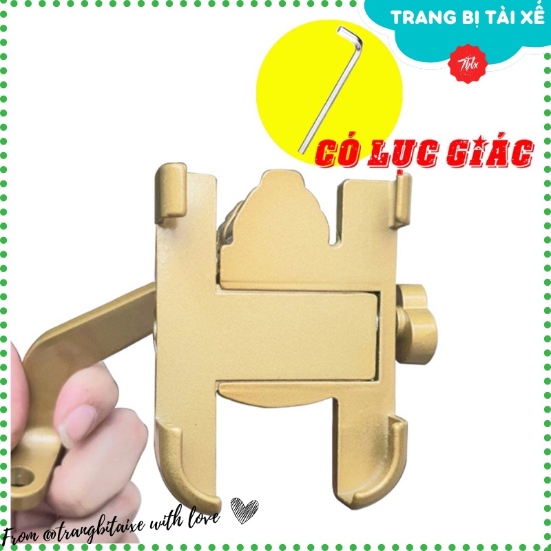 Giá đỡ kẹp điện thoại gắn trên chân gương xe máy chống giật chống rung chất liệu kim loại sắt cao cấp xoay 360 độ C2