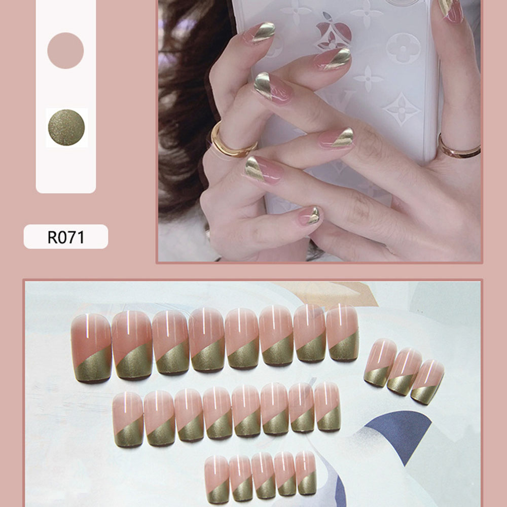 Cod In Stock New 24pcs Waterproof Fantasy Color Elegant Geometric Daisy Wearable Removable Nail Patch