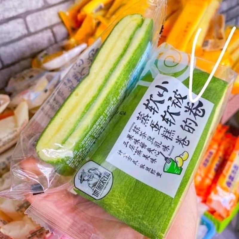 BÁNH MÌ CUỘN BÔNG LAN KEM MATCHA - PHÔMAI ĐÀI LOAN( 1 Bánh)