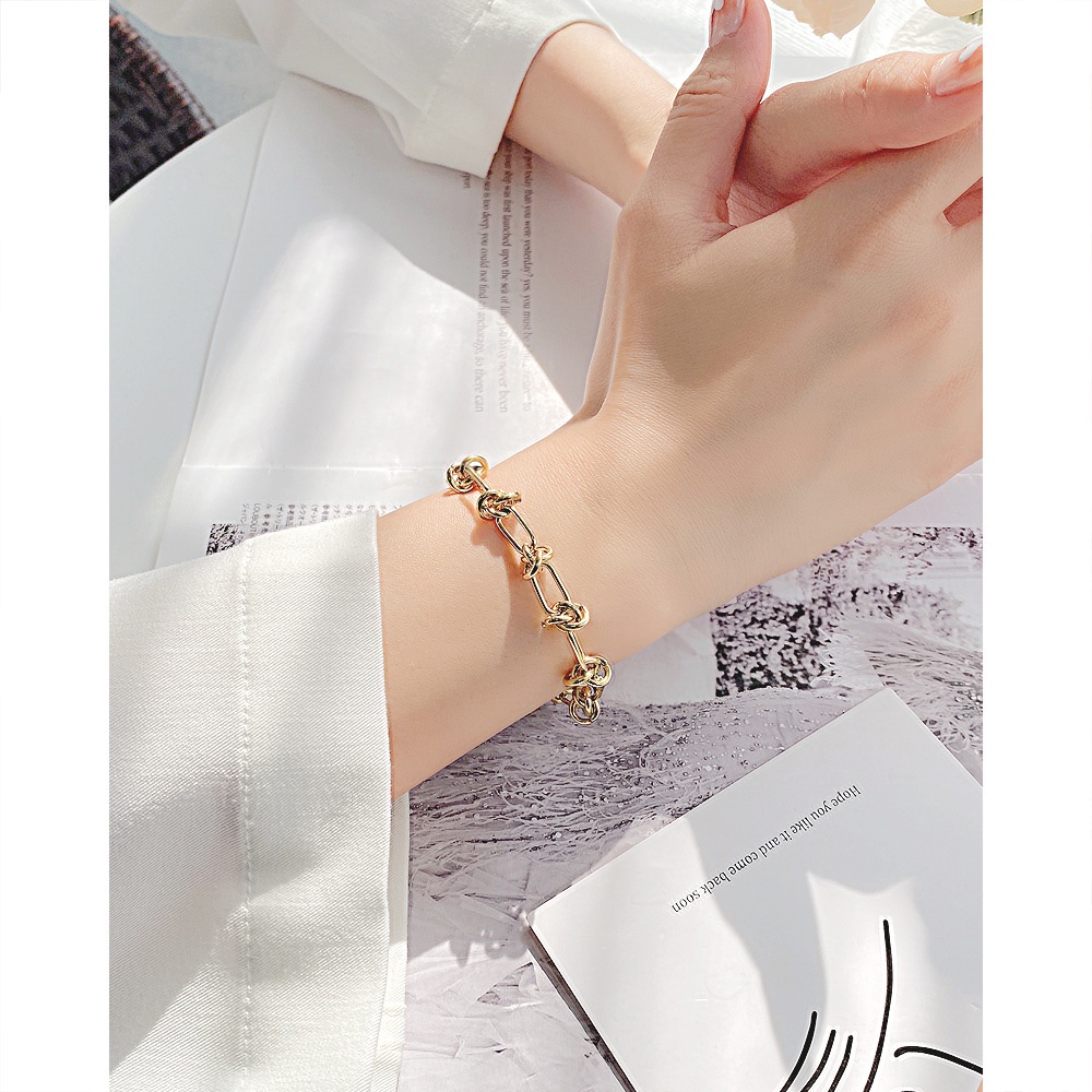 Vòng Tay Thắt Nút Chất Liệu Thép Titan Không Gỉ Thời Trang Cho Nữ