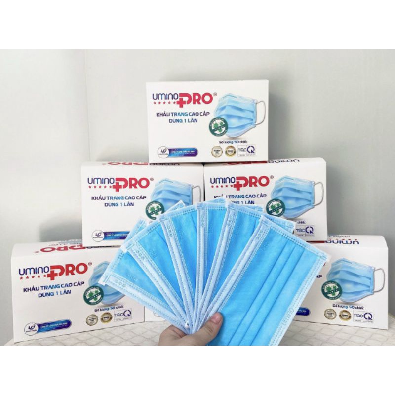 Khẩu trang cao cấp Umino Pro - Hộp 50c - 4 lớp tiêu chuẩn ISO PM2.5