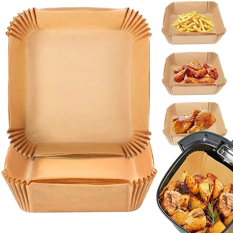 Set 50 / 100 Giấy Lót Nướng Bánh Hình Vuông Không Dính Chống Thấm Nước Dùng Một Lần