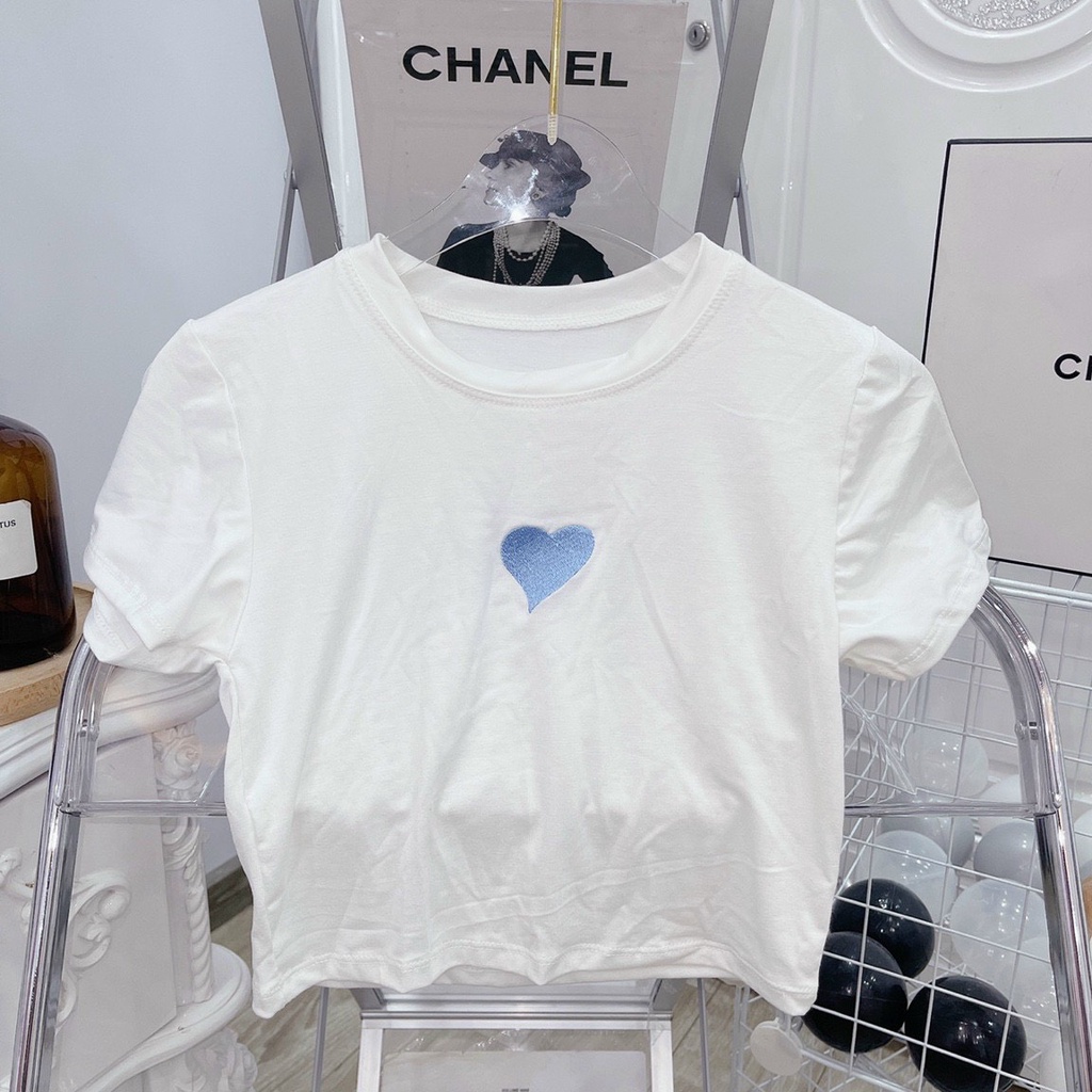 áo croptop thêu tim trơn na