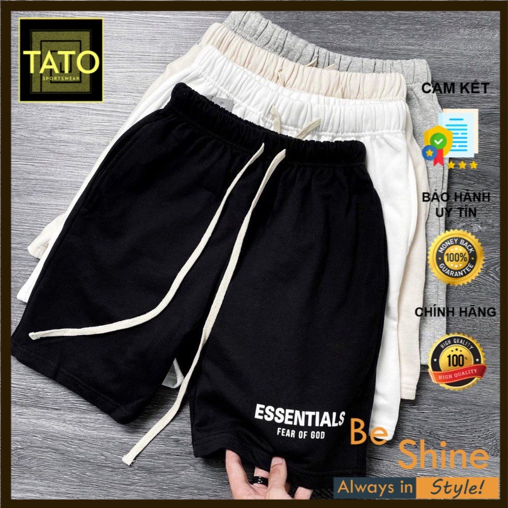 Quần Short in Essential chất umi thể thao mặc thoáng mát form unisex thời trang nam nữ - TATO Unisex Clothing