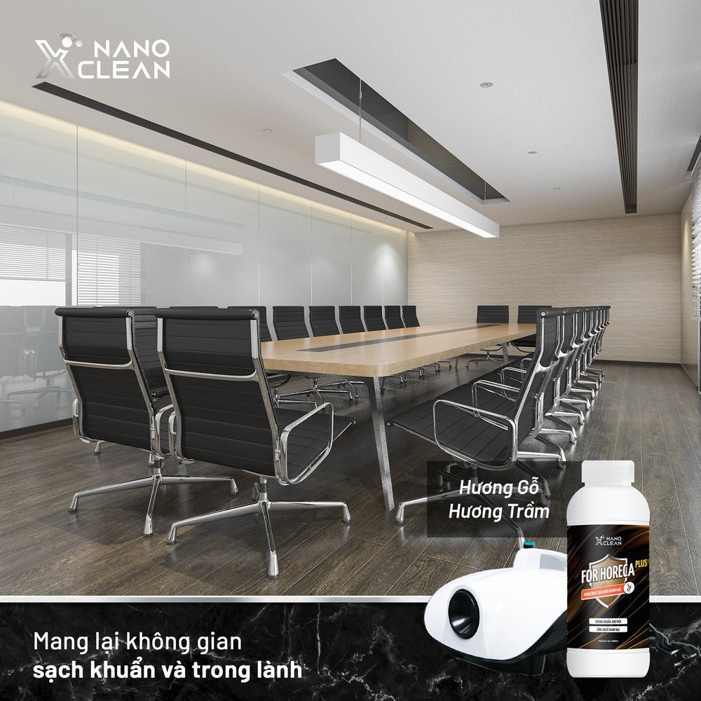 Dung dịch tạo khói, phun khói Nano Xclean For Horeca plus -hương gỗ/ trầm- khử khuẩn, khử mùi, tạo hương thơm [COMBO 1L]