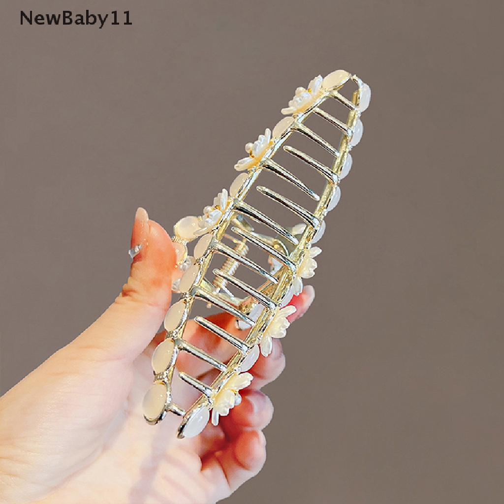 Newbaby Kẹp Tóc Hình Hoa Đính Đá Lớn Bằng Kim Loại Màu Vàng Cho Nữ