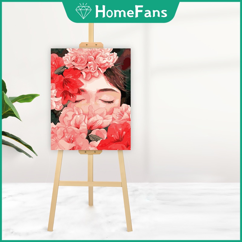 Bộ tranh sơn dầu 40X50cm tự làm họa tiết cô gái dùng để trang trí