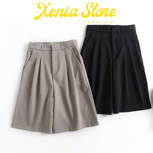 Quần Ngố Ống Rộng Nữ Xenia Store Quần Lửng Ống Suông Sooc Vải Tuyết Mưa Đẹp Ulzzang Basic