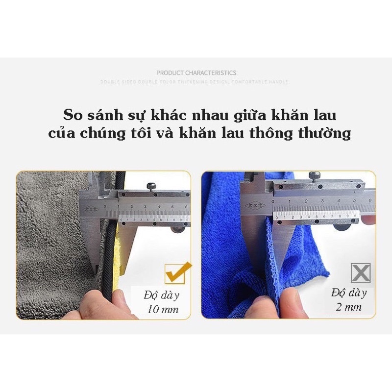 Khăn Lau Xe Hơi Ô Tô Lau Bếp Lau Kính Lau Tay Gia Dụng Đa Năng Siêu Thấm Microfiber Không Rụng Lông