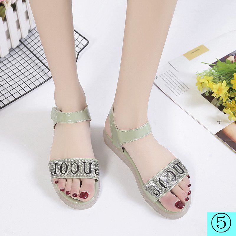 Giày Sandal Mùa Hè 2022 Quai Dán Đính Đá Cho Nữ Sinh Trung Học