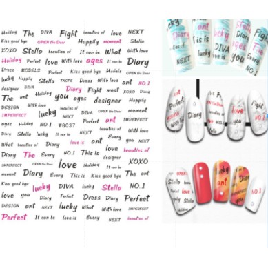 Sticker Nail Hình Chữ Dán Móng Tay Họa Tiết Mới Đẹp