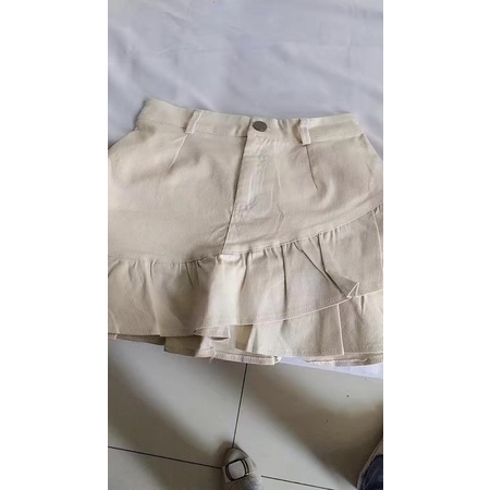 Váy chữ A kaki nhún bèo cạp cao