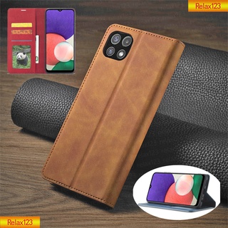 Vỏ cho Samsung Galaxy A12 M12 A22 M22 M32 A42 4G 5G Bao da lật Bao da điện thoại bảo vệ toàn diện Ví đựng thẻ Giá đỡ Stant Giá đỡ bằng da từ Flip Leather Vỏ mềm Vỏ mềm