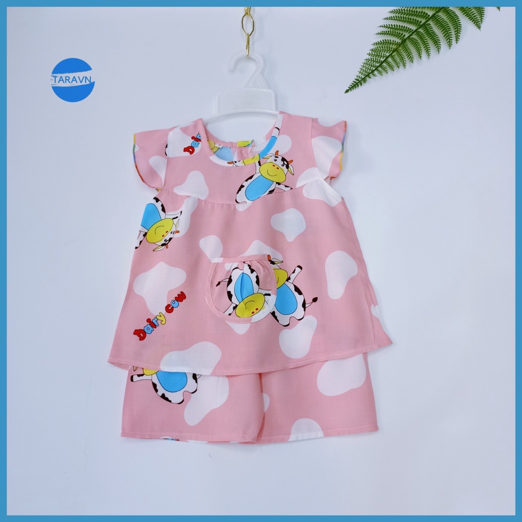 Bộ lanh bé gái quần đùi Taravn 8-26kg, đồ bộ tole 2 da loại 1 mịn mát, đường may kỹ mặc nhà siêu mát 2ĐCTBG