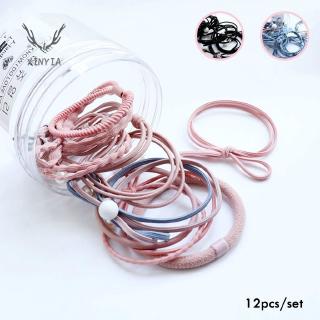 Bộ 12 Dây Buộc Tóc Co Giãn 7 Màu Phong Cách Hàn Quốc Thời Trang Sy1