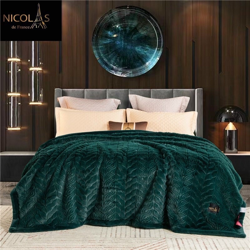 CHĂN LÔNG CÁO NICOLAS CAO CẤP 5,5kg CÓ TÚI XÁCH DA SỊN XÒ- hàng nhập loại 1