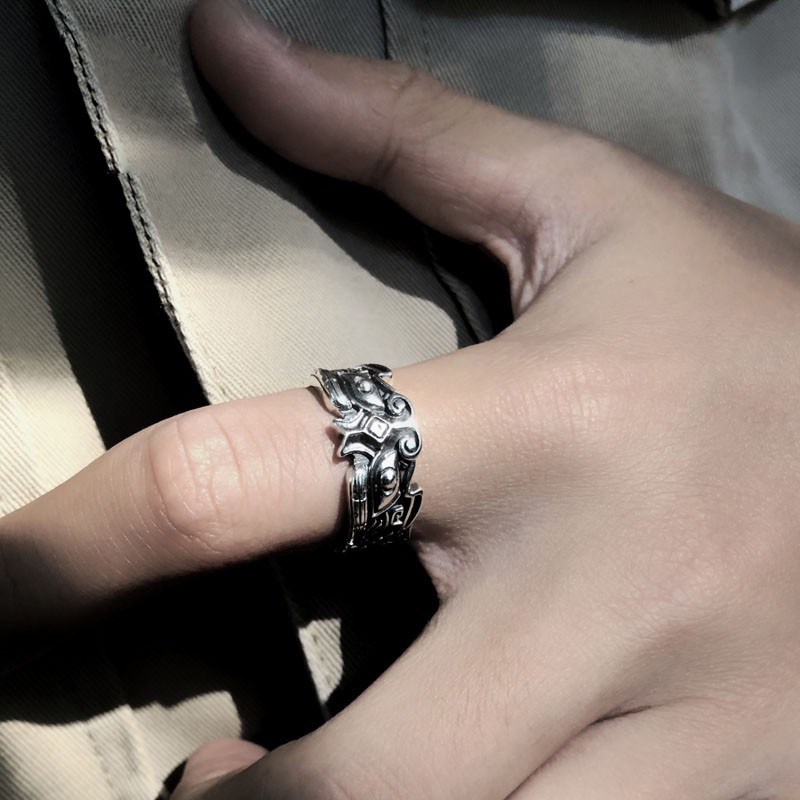 Nhẫn nam nữ tròn Unisex màu bạc Thời trang SAZ chất liệu Titan đẹp đơn giản - Nhẫn Yang Ring