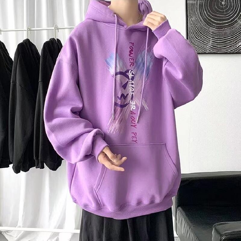 Áo hoodie dáng rộng in hoạt hình hươu cao cổ phong cách hip hop đường phố Hàn Quốc cho nam và nữ size M-5XL
