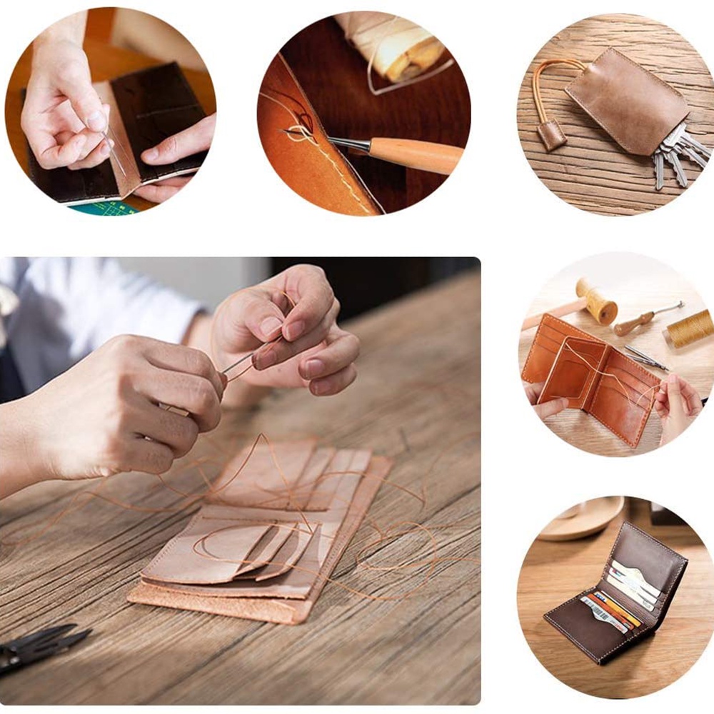 Cuộn Chỉ May Đồ Da Dài 300M &amp;amp; Dụng Cụ Hỗ Trợ May Vá Thủ Công Bằng Gỗ Chất Lượng Cao