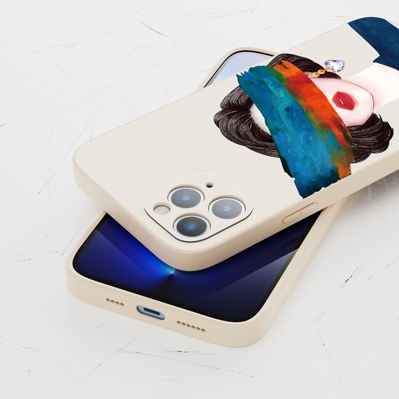Ốp lưng iphone Ốp điện thoại SUNTAIHO bằng silicon mềm họa tiết cô gái thích hợp cho iPhone 13 12 11 Mini Pro X XR XS Max 7/8 Plus