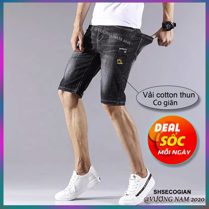 Quần short jean nam chất bò ngắn cao cấp xước co giãn VN58E