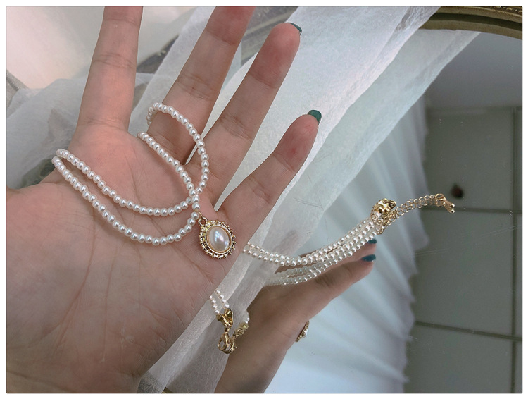  Double-layer pearl ladies necklace