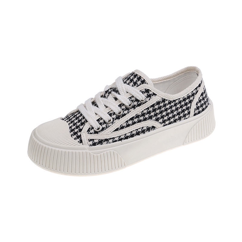 Giày Thể Thao Canvas Đế Dày Họa Tiết Houndstooth Thời Trang Mùa Xuân Mới Cho Nữ