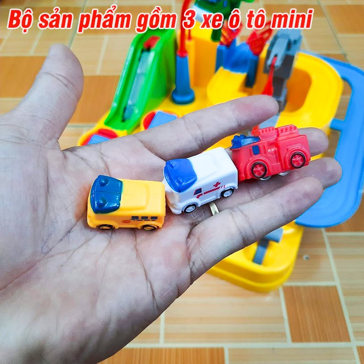 Mô hình đường đua liên hoàn Obital Park đồ chơi trẻ em bằng nhựa gồm 3 xe ô tô gogo bus mini