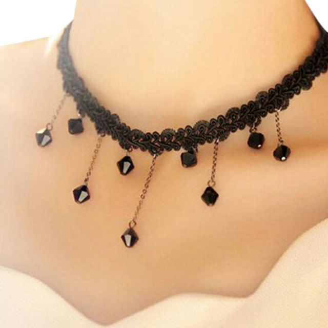 Vòng Choker ren đính đá