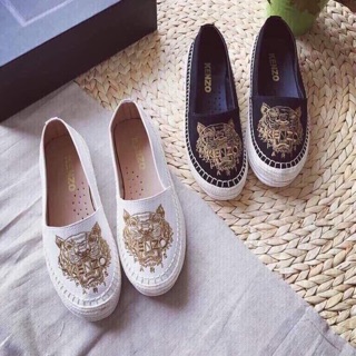 Giày lười thêu hình hổ kenzo đen trắng . SALE 20% ' <
