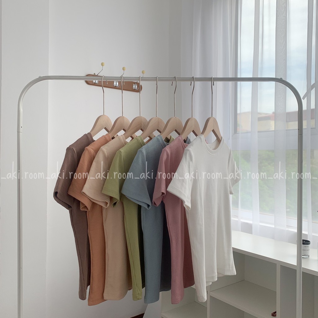 Áo thun tăm, áo thun gân trơn cổ tròn basic chất dày dặn co giãn