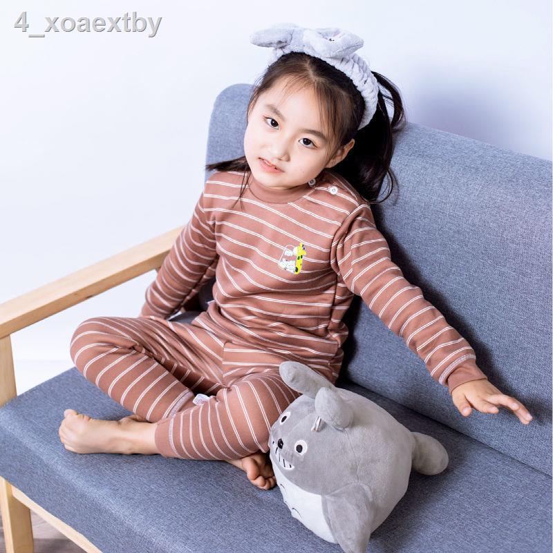 ✕✕Trẻ em Hàn Quốc bộ đồ lót giữ nhiệt cộng với nhung dày cô gái quần áo mùa thu quần dài quần dài nam kho báu đồ ngủ nhà