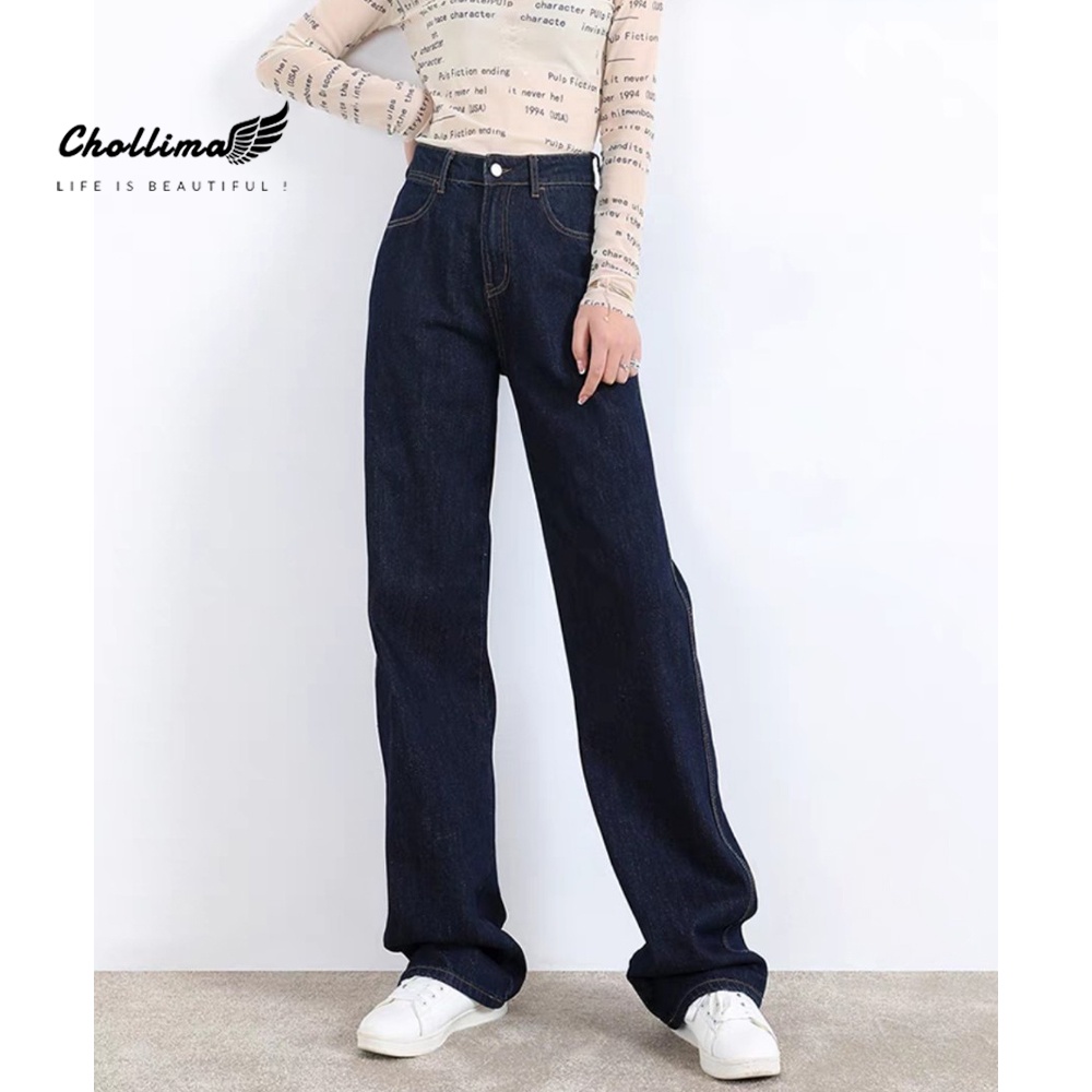 Quần jeans nữ Chollima ống rộng SIMPLE JEAN Unisex vải jean cao cấp chất đẹp QD049