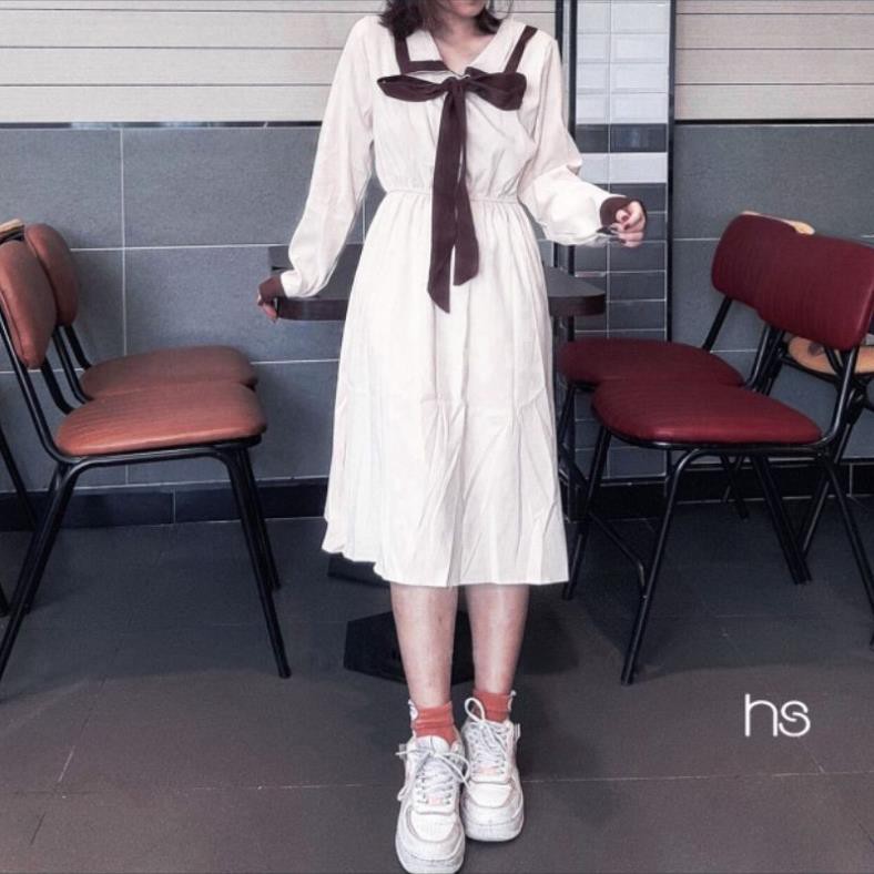 Đầm Nữ Thủy Thủ Phối Màu, Váy Nữ Công Sở Có Nơ, Hàng Loại 1 | BigBuy360 - bigbuy360.vn