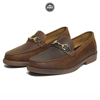 Giày lười tây công sở nam da bò sáp ngựa điên thời trang phong cách bụi cá tính Horsebit Loafer Mad Brown