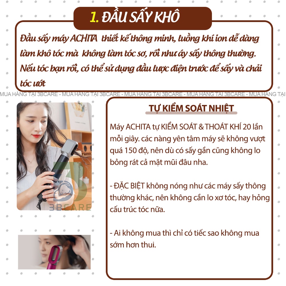 Máy sấy tóc tạo kiểu ACHITA S05 5 đầu tạo kiểu , máy sấy tóc cao cấp - Shop 3B Care