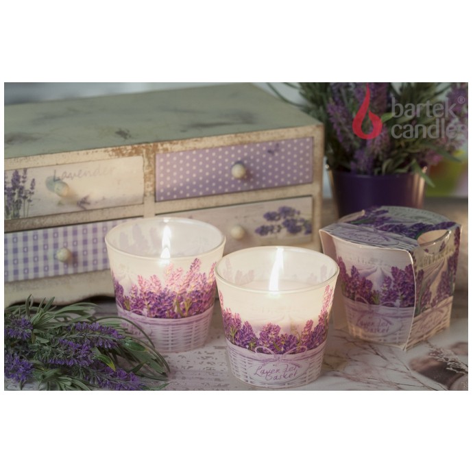 Ly nến thơm Bartek Candles BAT6557 Lavender Basket 115g (Hương oải hương)