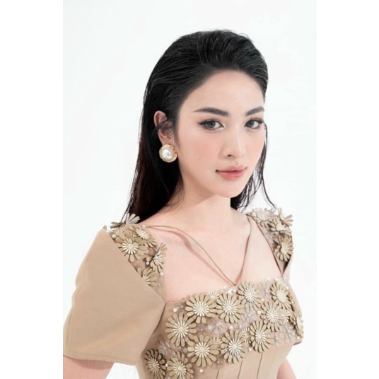 Váy đính kết hoa da Lam Khuê ẢNH THẬT 100% SIÊU ĐẸP