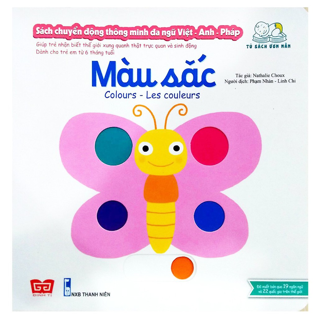 Sách chuyển động thông minh đa ngữ Việt Anh Pháp - Màu sắc