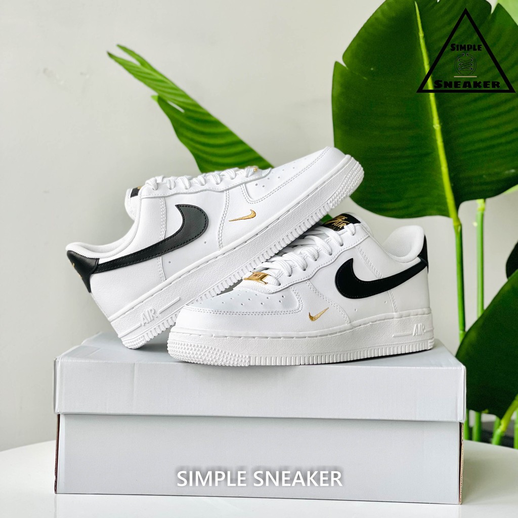 Giày Air Force 1 Chính Hãng FREESHIP Giày Sneaker Thể Thao Nike AF1 Essential White Black Gold Auth - Simple Sneaker