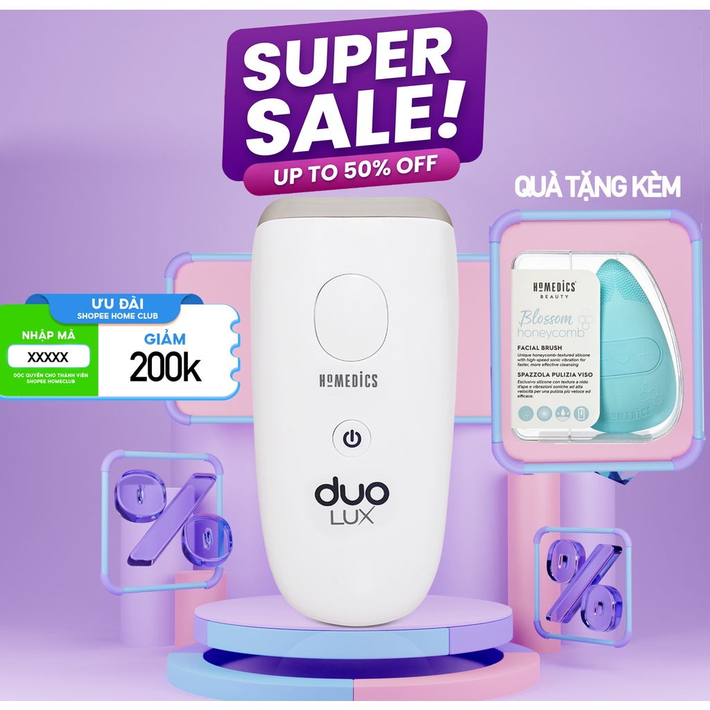 Máy Triệt Lông Cầm Tay Triệt Cá Nhân Vĩnh Viễn Tại Nhà HoMedics MỸ IPL-HH390 HTBeauty, 300.00 xung dùng trọn đời, k đau