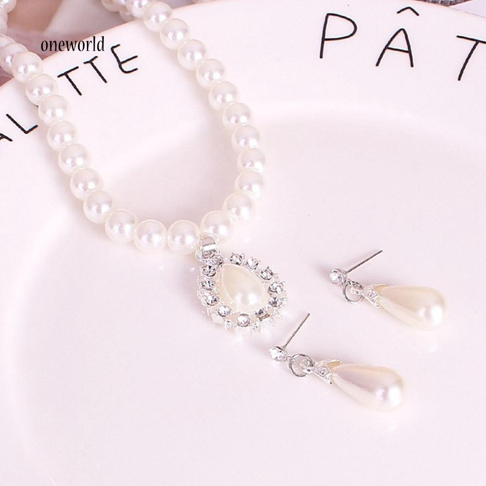 Giày Thể Thao OW OW OW OW Chất Lượng Cao✪ Bộ Vòng cổ + Bông Tai Hình Giọt Nước Đính Ngọc Trai Giả &amp; Kim Cương Giả