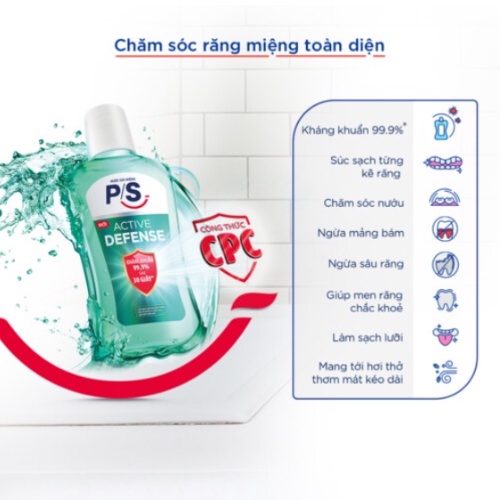 [ QUÀ TẶNG KHÔNG BÁN ] Nước súc miệng P/S Active Denfense 500ml Bàn Chải Đánh Răng P/S Chải Sạch Mảng Bám
