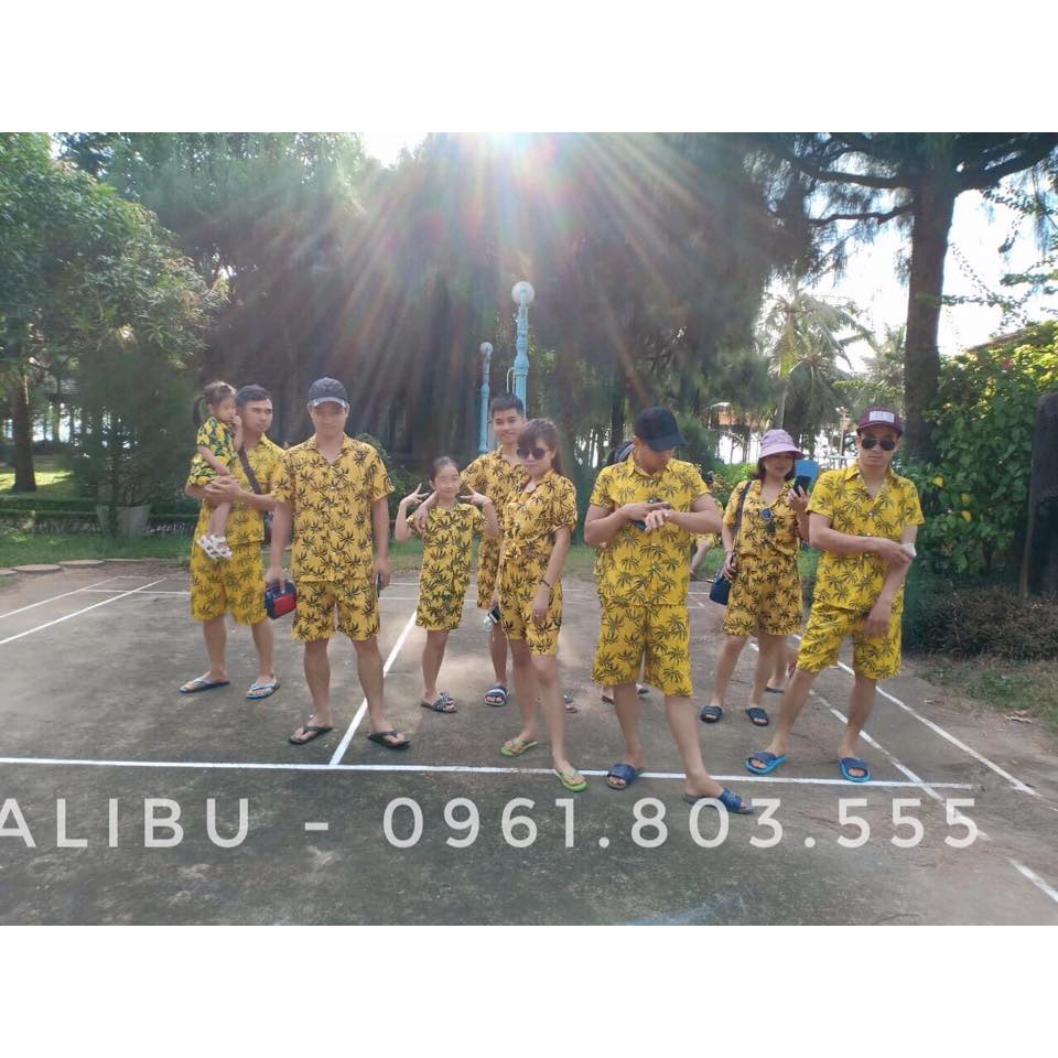 Bộ quần áo hình hoa lá đi biển cho nhóm nam nữ gia đình đồ đôi du lịch -SAMSAM