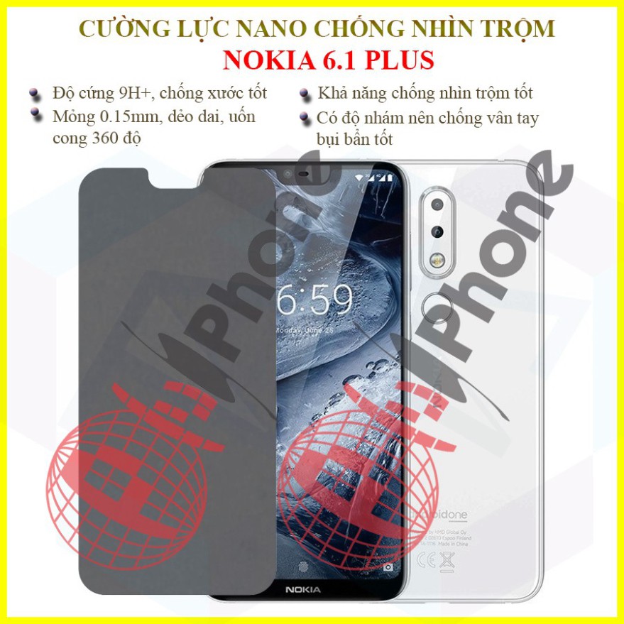 Dán chống nhìn trộm Nokia 6.1 Plus - Dán cường lực dẻo nano