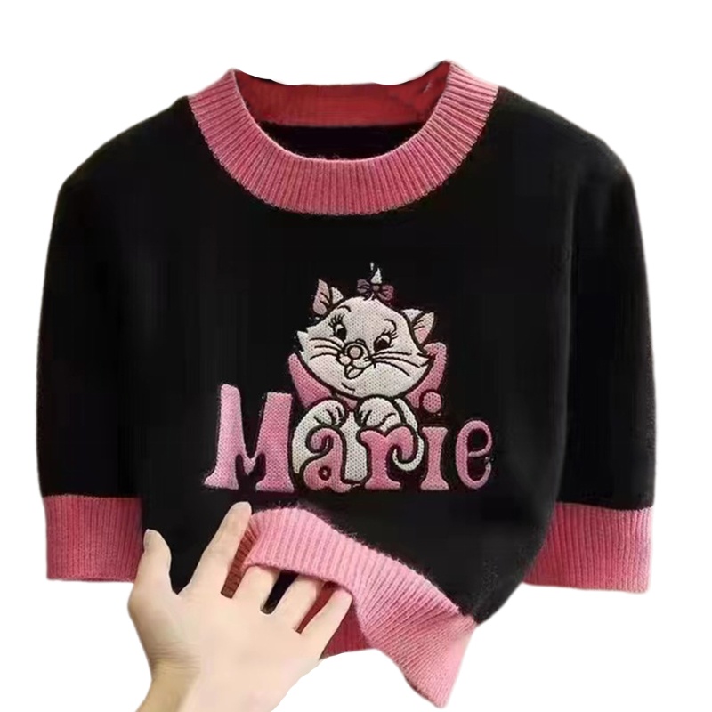 Áo Thun Crop Top Dệt Kim Tay Ngắn In Họa Tiết Mèo Hoạt Hình Đính Nơ Phong Cách Harajuku Cho Nữ