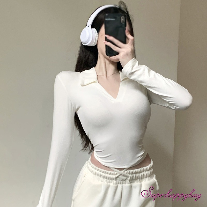 Áo Sơ Mi Tay Dài Cổ Chữ V Màu Sắc Thanh Lịch Dành Cho Nữ